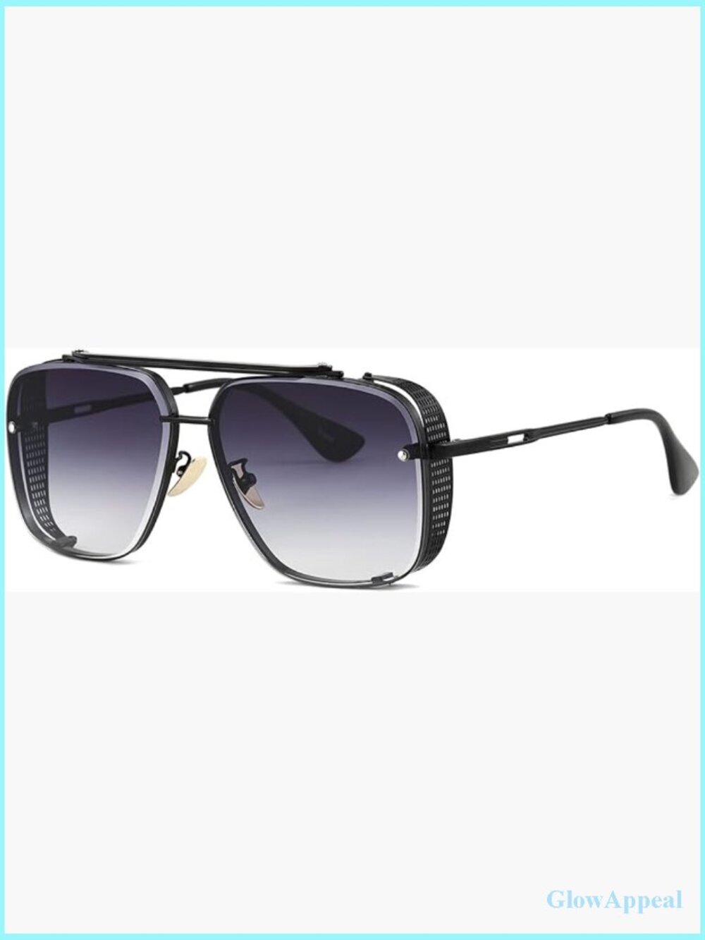 Oversized Square Aviator Gradient Sunglasses Steampunk Metal Side Shield 64mm